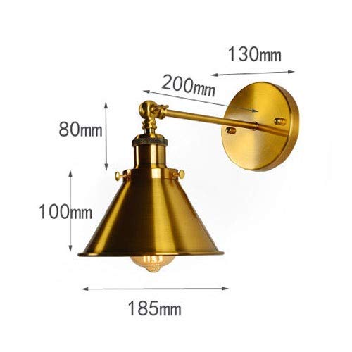 Aplique de pared dorado vintage E27 en pack de 2 lámparas retro de metal para dormitorio 7