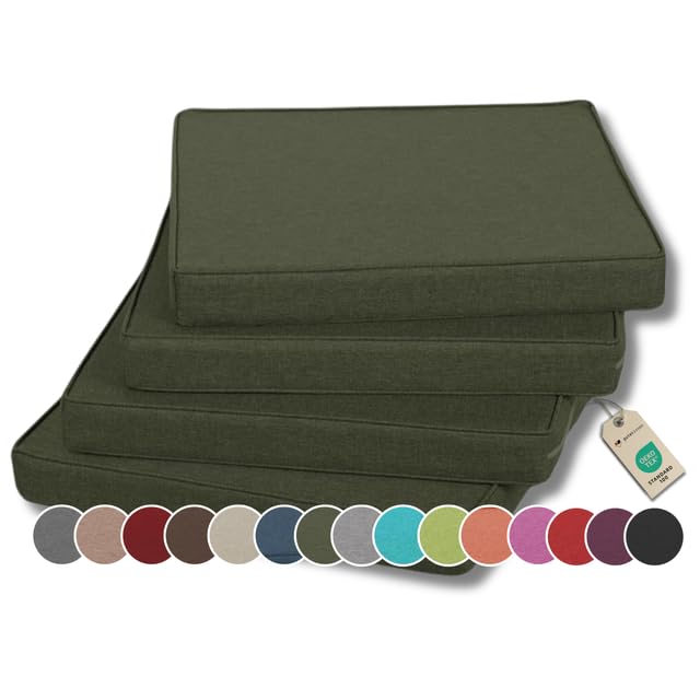 gutekissen Cuscino per sedia Cuscino per sedie/panche per casa e giardino Cuscino per giardino Cuscino per sedia Molti colori FK5 (45x45, Verde scuro, 4)
