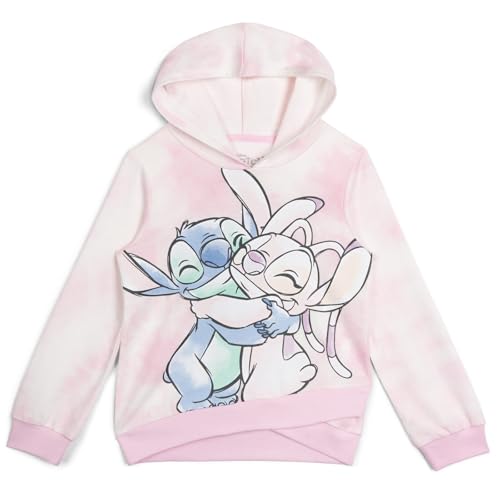 Disney Lilo & Stitch Little Girls French Terry Pullover Crossover Hoodie Tie Dye Pink 6