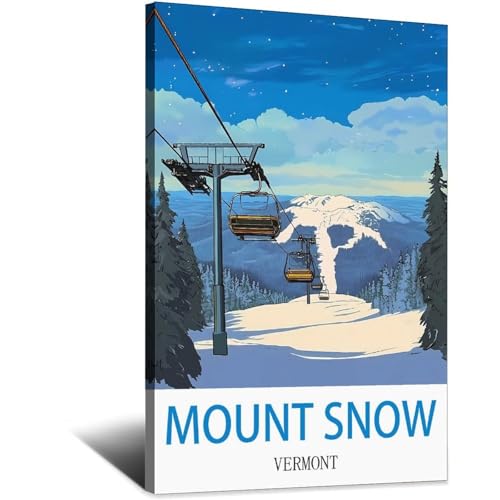 Affiche Mount Snow Vermont LNBIAND pour créer une ambiance chalet de montagne
