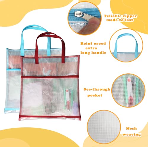 Image of 2 Pcs Sewing Project Bag,Portable Project Bags,Sew Quilting Bag,Storage Bag for Art and Wearable Craft,Craft Project Organizer Tote with Zipper and Double Pockets