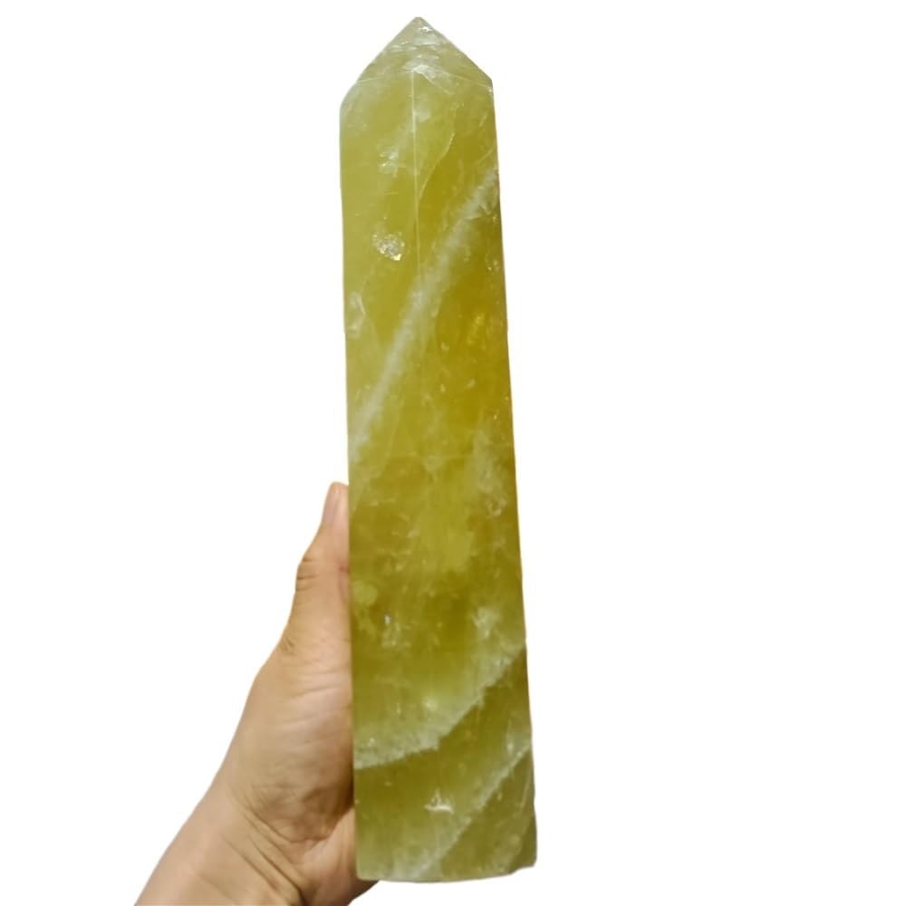 KJEBVHIRS Stone Yellow Crystal Column Wand Ore Home Office Ornaments(Size:1200-1300g)