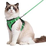 Rabbitgoo 猫用 ハーネス リードセット 犬猫兼用 超小型犬 小型犬 抜けない ソフト胸あて 軽量 足を上げず装着完成 サイズ調節可 夜反射 通気メッシュ 咳込み防止 散歩 犬用ハーネス 猫の胴輪 くびわ ベスト パグ ネコねこ子猫 散歩ひも 猫はーねす胴輪 猫 りーど（草緑 Mサイズ）