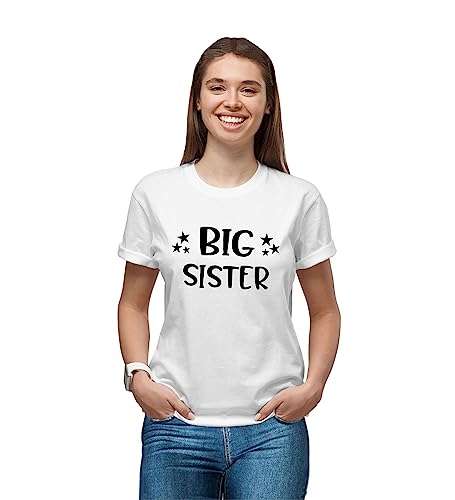 Image of Hangout Hub Women's Cotton Printed Regular Fit T-Shirts | Big Sister printed | Half Sleeves | Round Neck | Set of 1