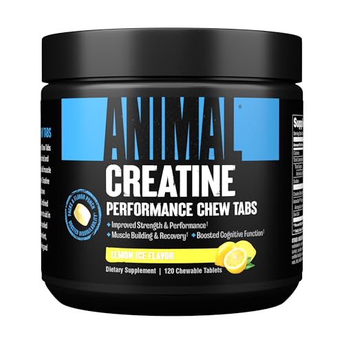 ANIMAL Creatine Performance Chew Tabs Lemon Ice   comprimidos masticables con 5 g de monohidrato de creatina por dosis y sal marina para mejorar su efecto   120 comprimidos
