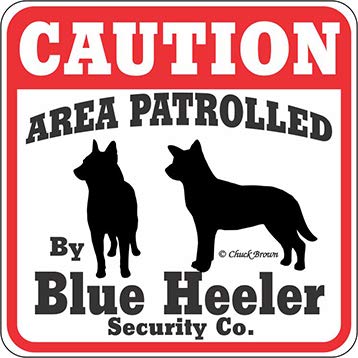 Dog Yard Sign Caution Area Patrolled by Blue Heeler Security Company