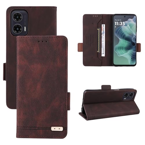 Étui en cuir PU Motorola Moto G35 5G avec finitions coutures soignées