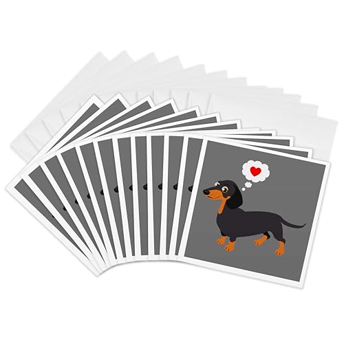 Cartes de vœux teckel noir 3dRose | Lot de 12 pour cadeaux et fêtes