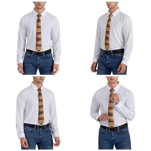 DUOTAOXX Cravate pour homme en bois marron avec imprimé classique extra longue et décontractée 145 cm, Bois marron, taille unique – vue 6
