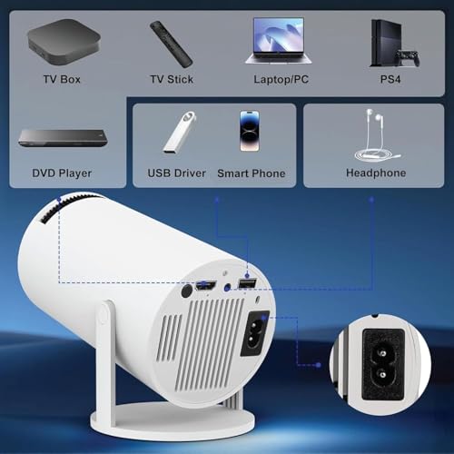 Image of Portable Smart Mini Projector, 4K 1080P Full HD Projector Supports Netflix, Prime and YouTube Etc. WiFi 5G, BT-5.0, Cinema Projector 180 Android 11, Compatible with TV Stick /Windows /iOS /Android