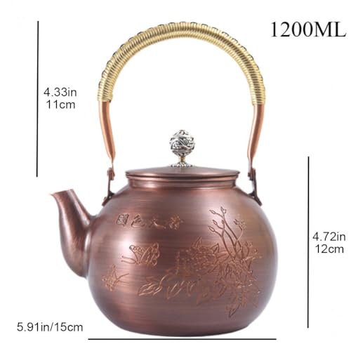 Théière en cuivre faite à main bouilloire vintage d'artisanat - 4