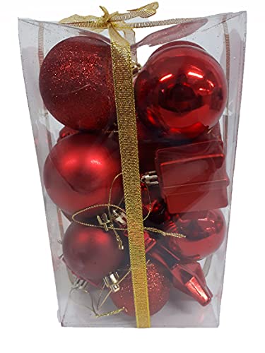 Kit de Bolas e Enfeites de Natal para arvore com 24 Peças (verrmelha)