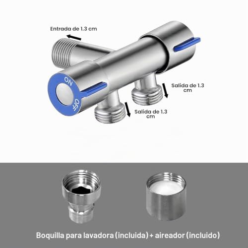 Miniatura 4 de Honphier G1 2 Válvula De Esquina Doble Válvula Triangular Válvula De Control Doble Para Baño Lavadora, Toliet, Cocina, Jardín Masculino