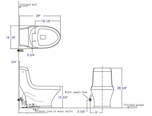 Eago Tb133 Single Siphonic Flush One Piece Ceramic Toilet, White #TOP5