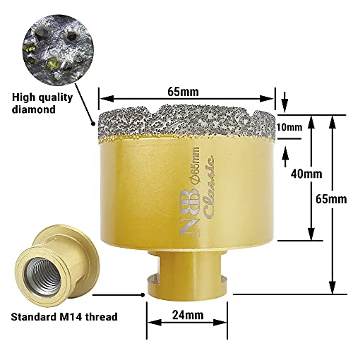 NBB vacuum brazed diamond hole saw with M14, Classic Golden type - Image 2