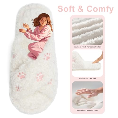 Image of GOEWY Fuzzy Open Toe Slippers for Women Cozy Memory Foam House Shoes Indoor | Cute Cross Band,Soft Faux Fur,Anti-slip Sole Outdoor,Machine-washable,Lightweight,Slip on Gifts for Women,Mom and Bridesmaid