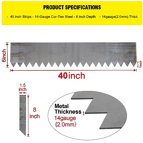 3 Pcs Hammer-in Landscape Edging 40 x 6 Inch Strips Cor-Ten Steel Garden Edging Border Project No-dig Lawn Decorative Fence Outdoor Landscape Trim Metal Edging (3)