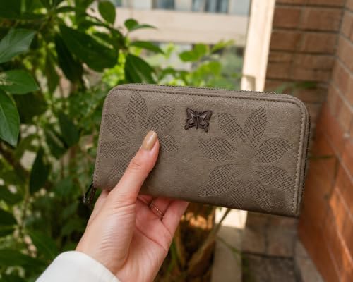 Valerie Women’s Zip Around Wallet with Wrist Strap, Green Khaki - Image 5