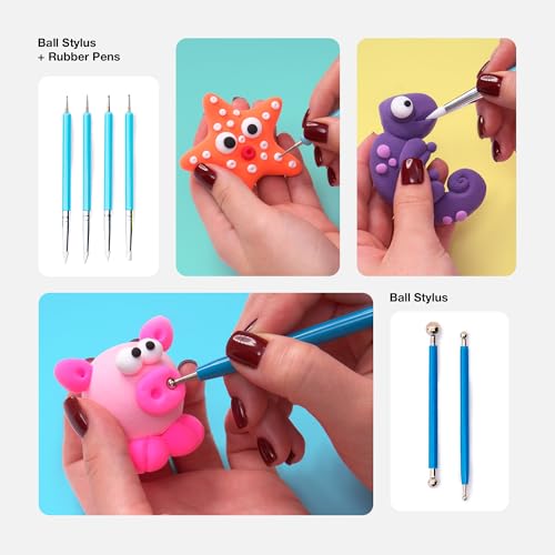 FlyFlag Air Dry Clay Tools Kit, 20 Pcs – Includes Ball Stylus, Rubber Pens, Rolling Pin, Plastic Scrapers, and Modeling Tools – Ideal for Pottery, Craft, Molding, and Shaping - Image 3