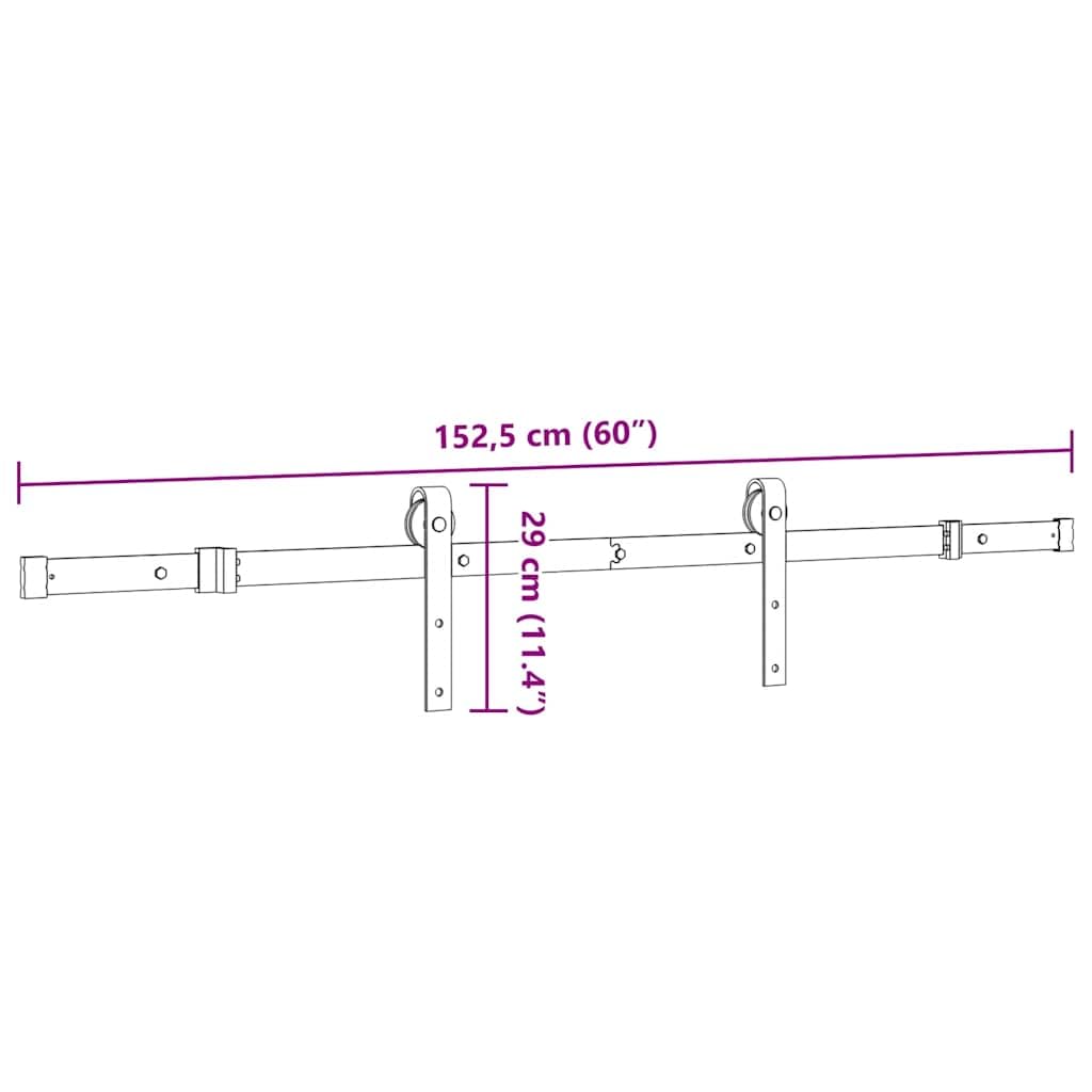 vidaXL Kit de quincaillerie de Porte coulissante 152,5 cm Acier Noir, quincaillerie de Porte coulissante, Galet de Porte coulissante, système de Porte coulissante