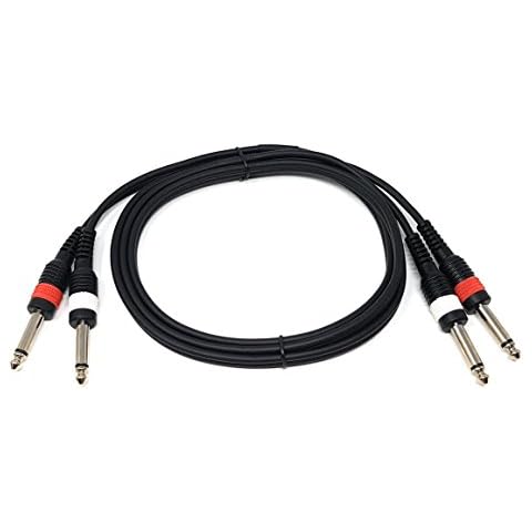 MainCore 1.5m long 2 x 6.35mm to 2 x 6.35mm 1/4 Jacks Twin Mono Cable Lead/Extender Splitter Cord (Available in 0.30m, 1.50m, 6m) (1.5m) Cover