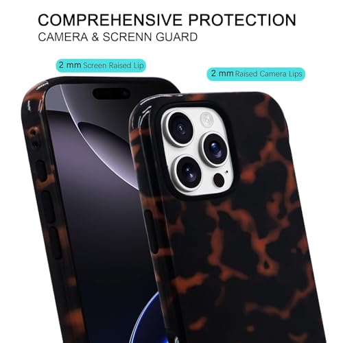 J.west Compatible with iPhone 16 Pro Max Case 6.9 inch with 2 Pack Tempered Glass Screen Protectors Vintage Animal Tortoiseshell 2in1 Hybrid Cover for Women Protective Phone Cases Brown by J.west - Used condition - Image 5