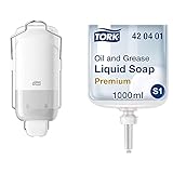 Tork Seifenspender mit Armhebel für Flüssigseife und Hände-Desinfektionsmittel + Tork fettlösende Flüssigseife