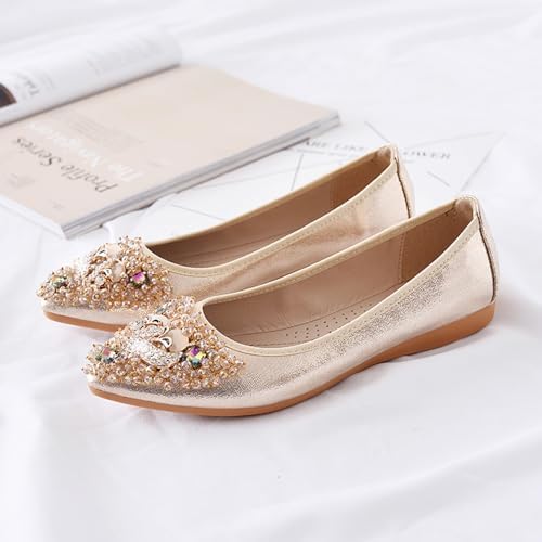 formal flat dress shoes Womens Flats Comfortable Dressy- Pointed Toe Black for Women, Beige and Brown Ballet Flats for Women Low Heel Casual Light Blue 43 keeping your feet dry Rokment Women's Metallic Glossy Ballet