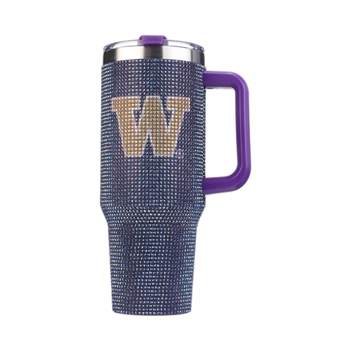 Image of The Memory Company Officially Licensed 40oz TC Bling Game Day Tumbler with Vintage Logo, University of Washington