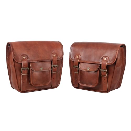 Bolsa de Cuero para Motocicleta, Alforjas Laterales, Marrón miniatura 1