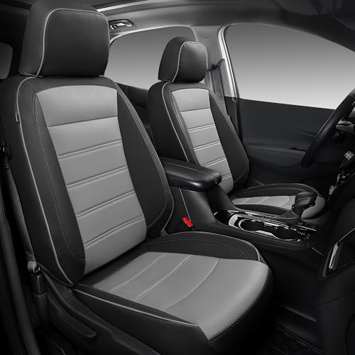 FEINEPRO for Chevy Equinox Seat Covers - Custom Fit Seat Covers for Chevy Equinox 2018-2024 Premier, LS, LT, L, RS (Not for EV) - Waterproof Leather Seat Cover Full Set - Black and Gray
