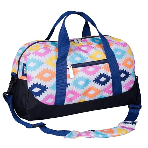 Image of Wildkin Kids Overnighter Duffel Bag - Carry-On Travel Bag for School & Sleepovers, Lightweight, Durable, Boys & Girls Ages 4-15 - Aztec