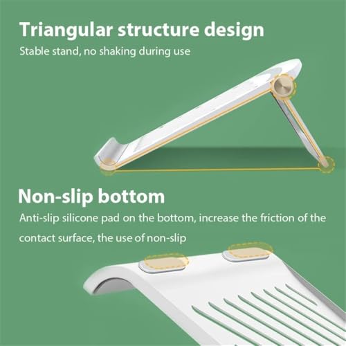 Soporte elevador para portátil blanco con sistema de ventilación y plegado 7