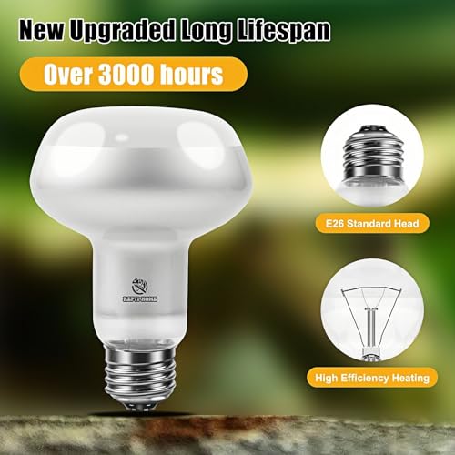 Image of Reptile Heat Lamp 2Pack 50W, Intense Basking Spot Light Bulb with UVA, Simulate Natural Daylight Heat Bulb for Reptile, Turtle, Bearded Dragon, Lizard, Tortoise, Gecko, Snake