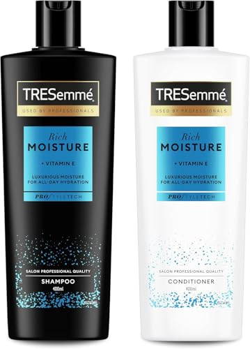 TRESemmé Rich Moisture Set Champú y Acondicionador, Cabello Seco y Dañado, Hidratación Todo el Día, Pelo Revitalizado y Sedoso, con Vitamina E, 400 ml + 400 ml
