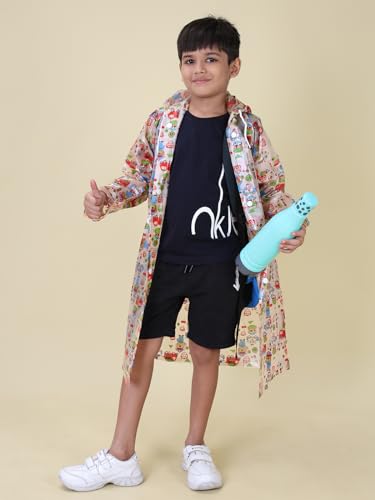 Image of Rupa Unisex Pvc Kid Rainwear For Kids, Waterproof Pvc Rain Standard Length Jacket With Carry Bag, Teddy Printed Design, Pack Of 1