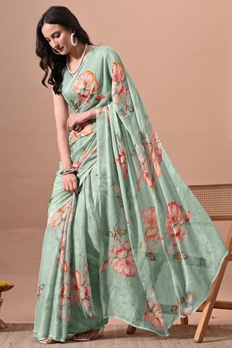 Image of MIRCHI FASHION Women Saree | Chiffon Chevron Zig Zag Printed Office Wear Sari with Blouse