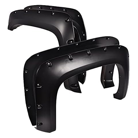 G-PLUS Smooth Pocket Riveted Fender Flares Fit Chevy Silverado 1500 2007-2013/ 2500HD 3500HD 2007-2014, (For Regular Cab & Extended Cab) 78.0"/97.6" Standard & Long Bed Cover