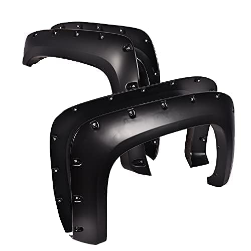 G-PLUS Fender Flares Compatible with Chevy Silverado 1500 2007-2013/Silverado 2500HD 3500HD 2007-2014 Fleetside 78.0"/97.6" Long Bed Pocket Riveted Smooth Wheel Cover Protector Trim Guards 4pcs