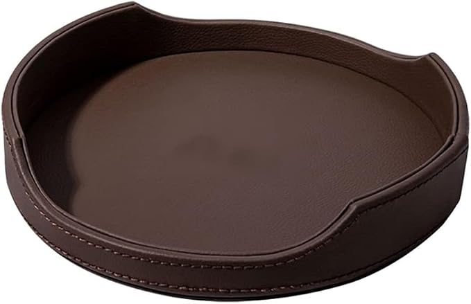 Men's Jewelry Tray Nightstand Organizer - Leather Dice Box Bedside Tray, Key Phone Coin Change Watches and Candy Holder, Decorative Vanity Tray, Desktop Storage Organizer ﻿ image 2