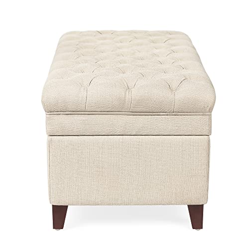 Homebeez 47.6" Inch Storage Ottoman Bench For End Of The Bed, Tufted Foot Rest Stool For Living Room (Apricot) #TOP5