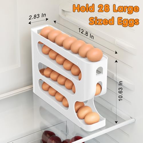 Image of Automatic Rolling Egg Holder, Egg Organizer Storage for Refrigerator, Space Saving Container, Rack, Dispenser for Fridge - Suitble for inchLARGE inch Sized Eggs