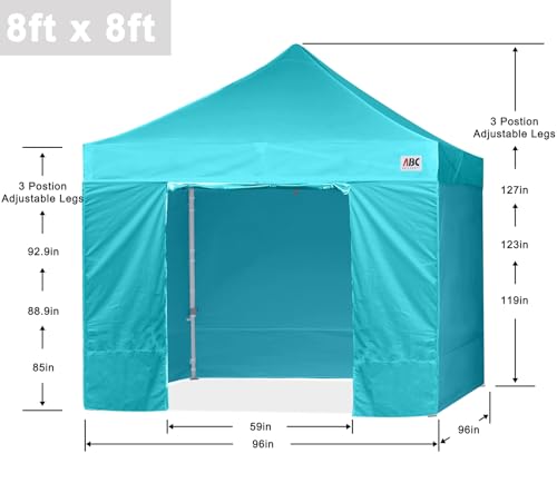 Image of ABCCANOPY Commercial Pop Up Canopy Tent with Sidewalls 8X8,Sky Blue
