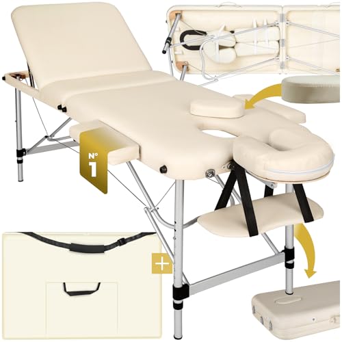 tectake® Table de Massage Pliante Professionnelle 3 Zones Aluminium Cosmetique Lit de Massage Table Esthetique Tatouage Portable avec Repose Bras, Housse de Transport...
