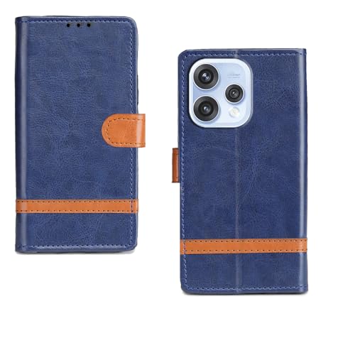 Image of amazon basics Oppo Reno 15 5G Flip Cover | Card Pockets Wallet & Stand | Flip Cover for Oppo Reno 15 5G (Blue Stripes)