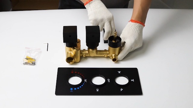 Sistema de Ducha LED de Lluvia de 12 pulgadas en acabado Dorado Cepillado HOMEDEC con Jet Corporal y Grifería Termostática miniatura 7