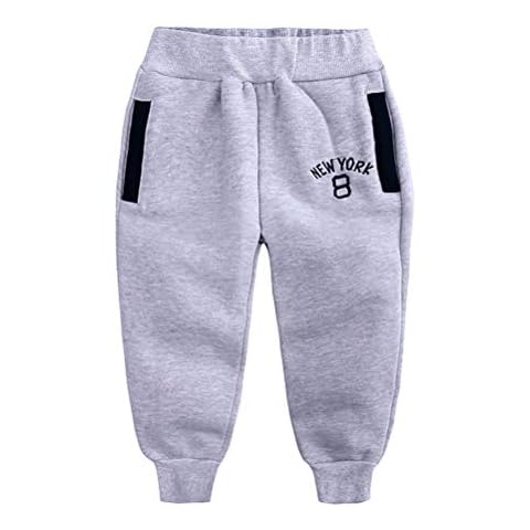 DCUTERQ Boys Cotton Athletic Pants Toddler Fleece Jogger Sweatpants Unisex Kids Baby Casual Active Trousers Light Grey 7T Cover