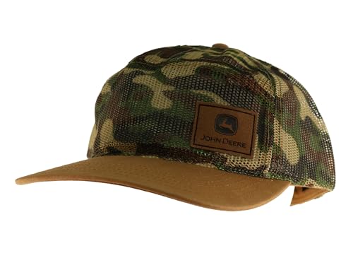 Image of John Deere Mens Camo Print Cotton Twill Trucker Mesh Back