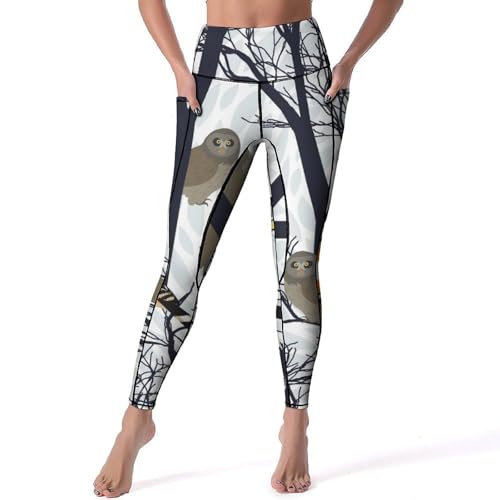 Pantalon de sport yoga taille haute legging femmes oiseaux de la forêt gym s