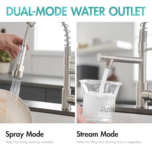 Image of AIMADI Contemporary Kitchen Sink Faucet,Single Handle Stainless Steel Kitchen Faucets with Pull Down Sprayer,Brushed Nickel